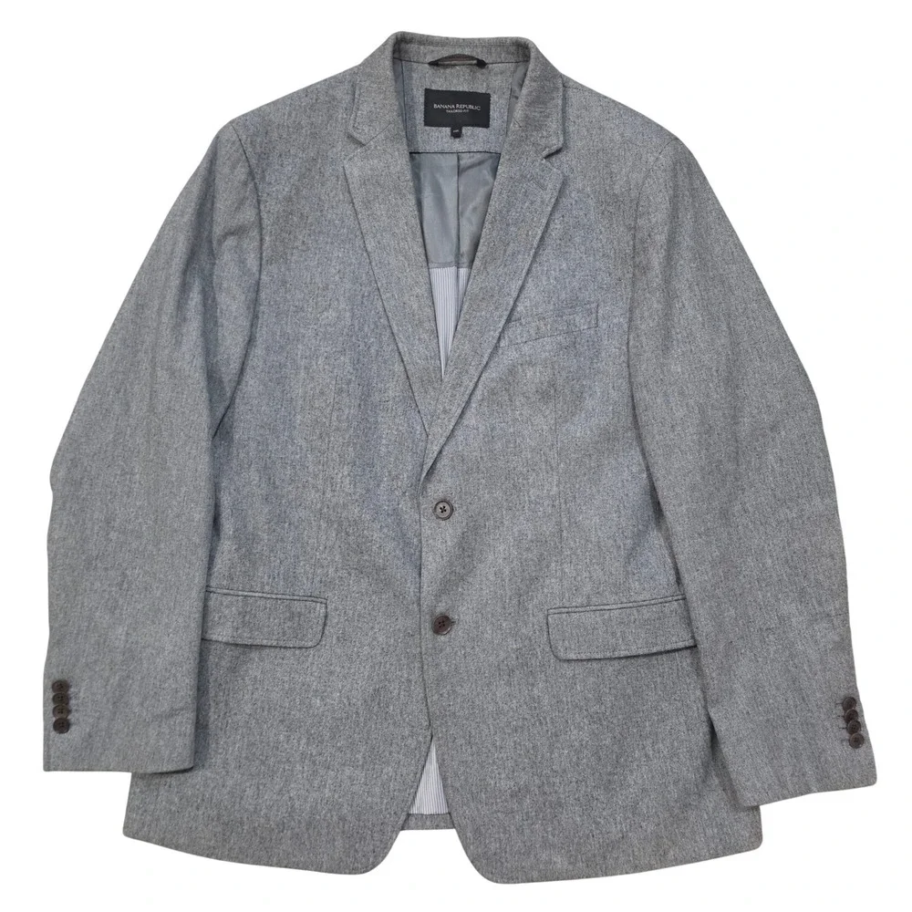 Banana Republic Tailored Fit Grey Italian Cotton Twill Blazer 44R Men's
